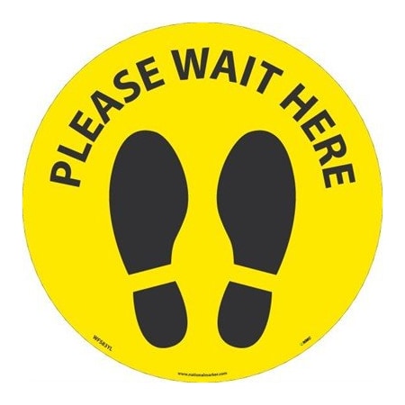 Nmc Please Wait Footprint Walk On Floor Sign, WFS83YL10 WFS83YL10